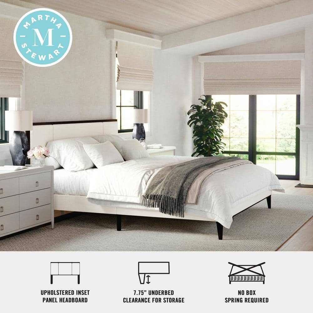 King Dark Brown Upholstered Wood Frame Platform Bed with Headboard
