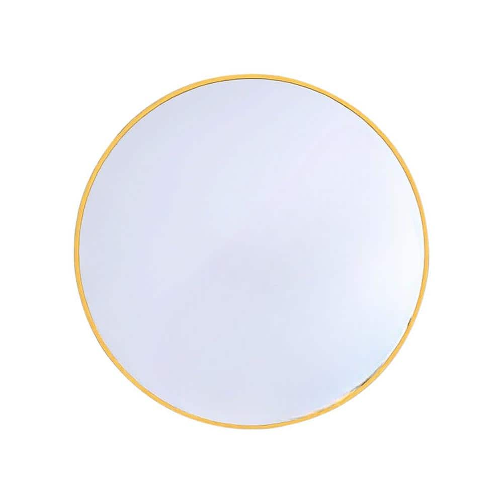 24 in. W x 0.5 in. H Round Circle Framed Gold Vanity Wall Mirror for Bathro