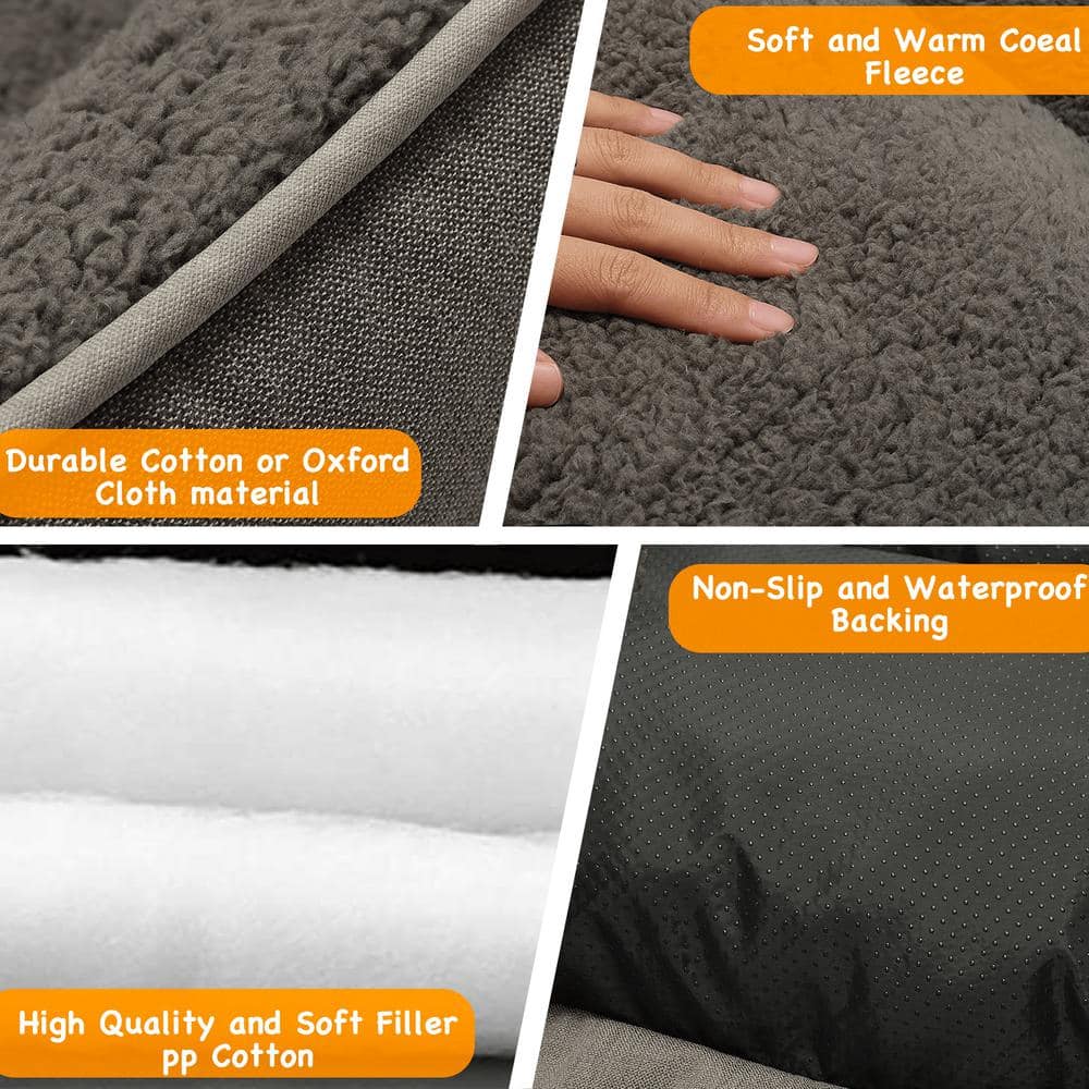 Medium Grey Orthopedic Outdoor Dog Bed with Bolster