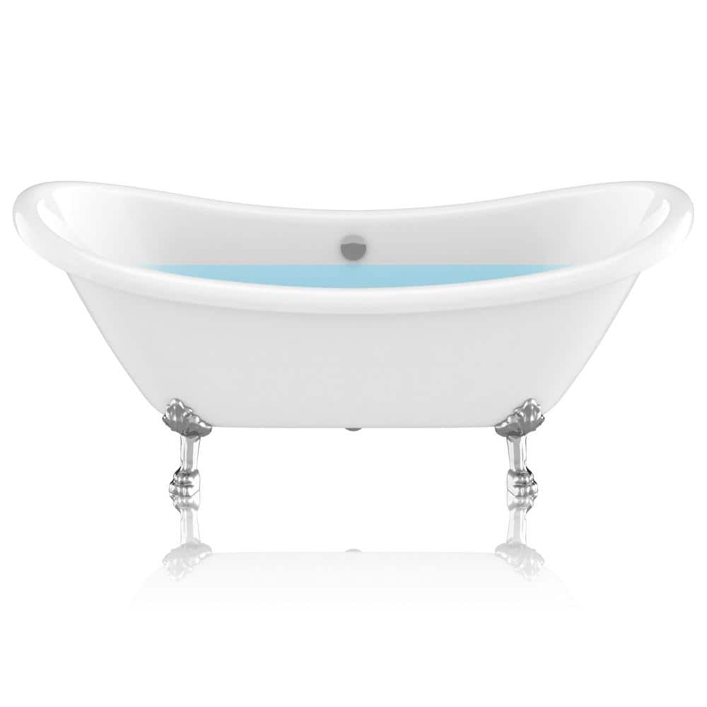 Belissima 69'' White Acrylic Clawfoot Freestanding Bathtub