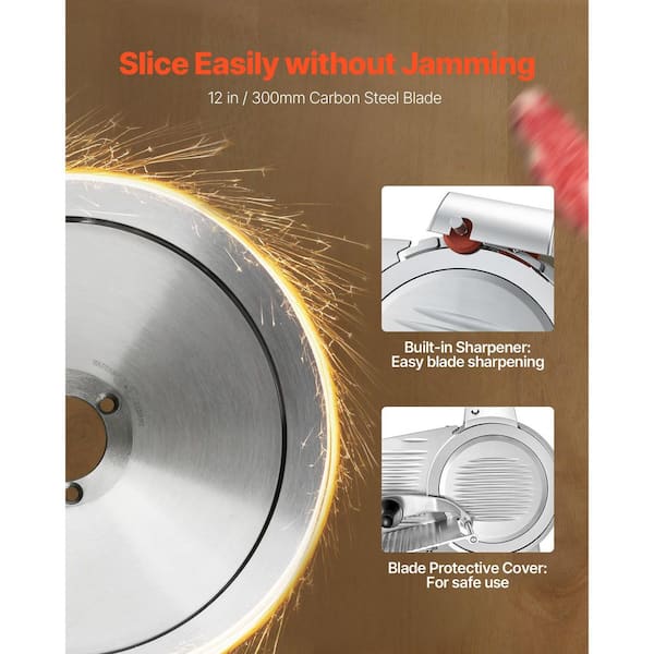 SVOPES Commercial Electric Meat Slicer, 320W Silver Food Slicer