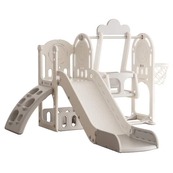 Unbranded Gray 5 in 1 Baby Slide Outdoor Indoor Playground with Climbing, Strong Swing