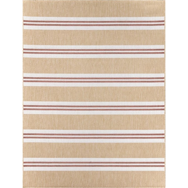 Stripes Natural 8 ft. x 10 ft. Indoor/Outdoor Area Rug