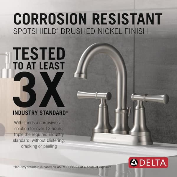 Chamberlain 4 in. Centerset 2-Handle Bathroom Faucet in SpotShield Brushed Nickel Chamberlain 4 in. Centerset 2-Handle Bathroom Faucet in SpotShield Brushed Nickel