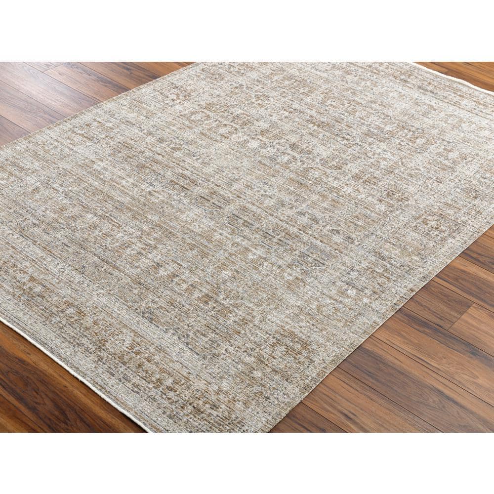 Margaret Gray and Brown Rectangular Washable Area Rug