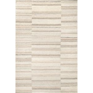 Arvin Olano Marble Beige 8 ft. x 10 ft. Striped Wool Area Rug