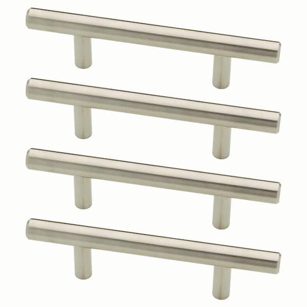 Liberty - (4-Pack) Solid Bar 3 in. (76 mm) Brushed Stainless Steel Modern Cabinet Handle Drawer Pulls