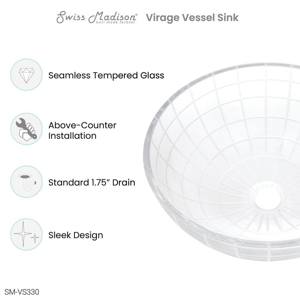 Virage 16" Clear Glass Round Vessel Sink