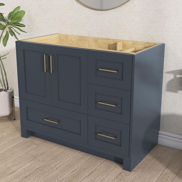 Solid Wood 42 in. W x 21.5 in. D x 33.5 in. H Freestanding Bath Vanity Cabinet Without Top Bathroom Base in Navy Blue