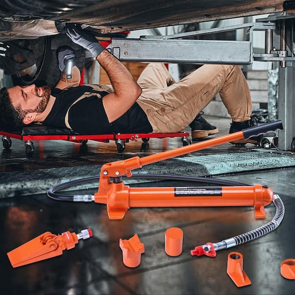12 Ton Porta Power Kit Portable Hydraulic Jack with 4.6 ft./1.4 m Oil Hose Auto Body Frame Repair Kit with Storage Case