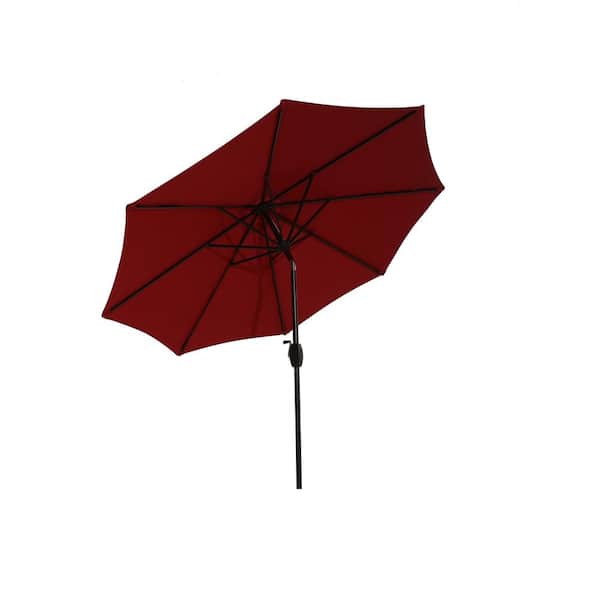 Unbranded SERGA 9 ft. Outdoor Patio Market Umbrella with Crank Lift in Red