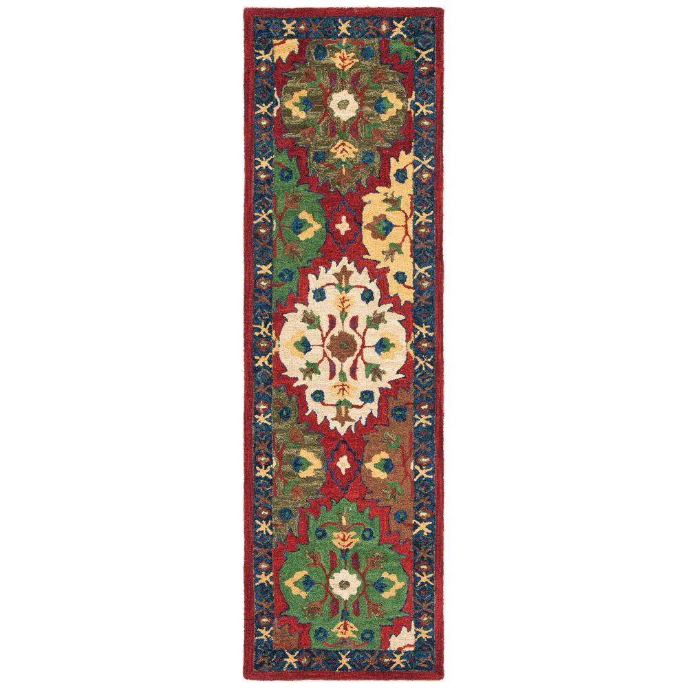 Safavieh Heritage Collection HG408A Tappeto Runner Orientale In Lana - Blu/Ruggine, 7,6x30,5 Cm, Fatto A Mano