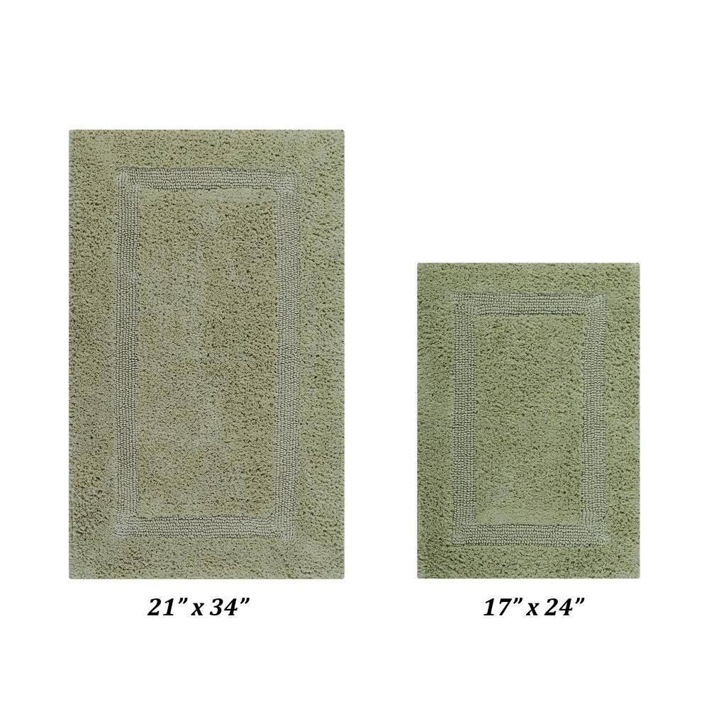 Luxurious Sage Cotton Tufted Reversible Bath Rug Set