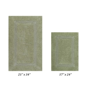 Lux Collection Sage 17 in. x 24 in. and 21 in. x 34 in. 100% Cotton 2-Piece Bath Rug Set