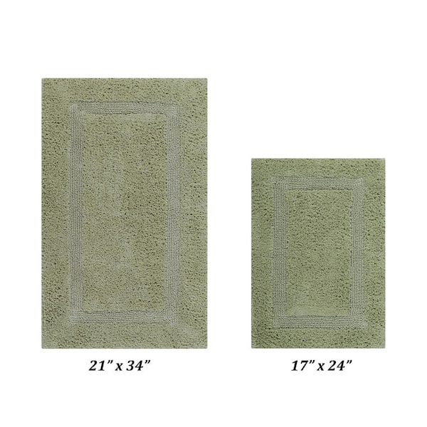 Better Trends Lux Collection Sage 17 in. x 24 in. and 21 in. x 34 in. 100% Cotton 2-Piece Bath Rug Set