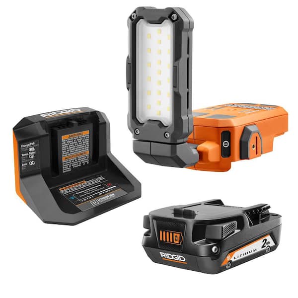 RIDGID 18V Cordless Magnetic Task Light Kit with 2.0 Ah Battery and Charger