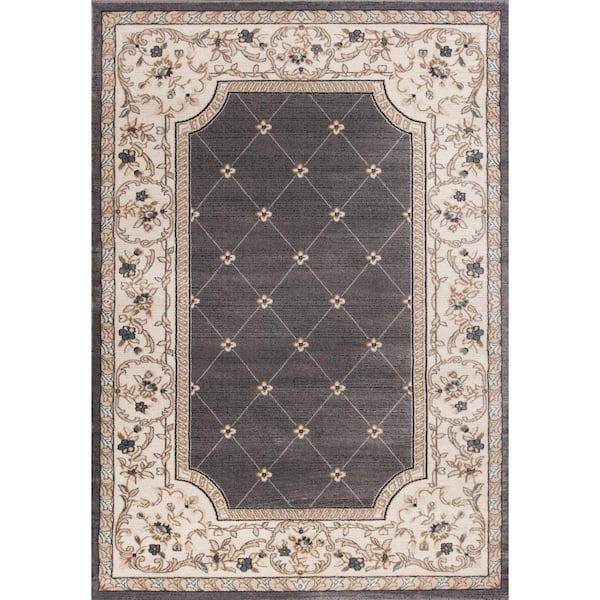 Sabina Gray 8 ft. x 10 ft. Trellis Traditional Area Rug