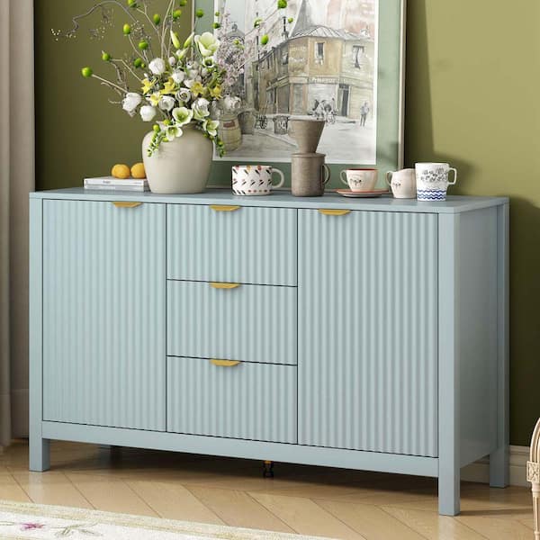 Cyan MDF 47.2 in. Modern Sideboard Buffet Storage Cabinet Cupboard Console Table for Entryway, Living Room, Foyer AFP269066C