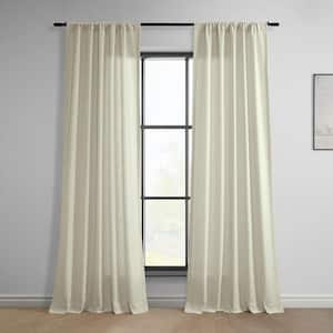 Light Tan Beige Classic Faux Linen Rod Pocket Light Filtering Curtain - 50 in. W x 108 in. L (1 Panel)