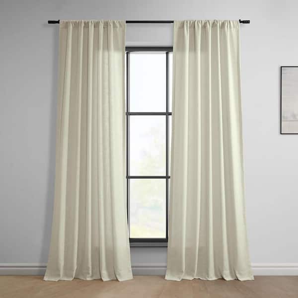 Exclusive Fabrics & Furnishings Light Tan Beige Classic Faux Linen Rod Pocket Light Filtering Curtain - 50 in. W x 108 in. L (1 Panel)