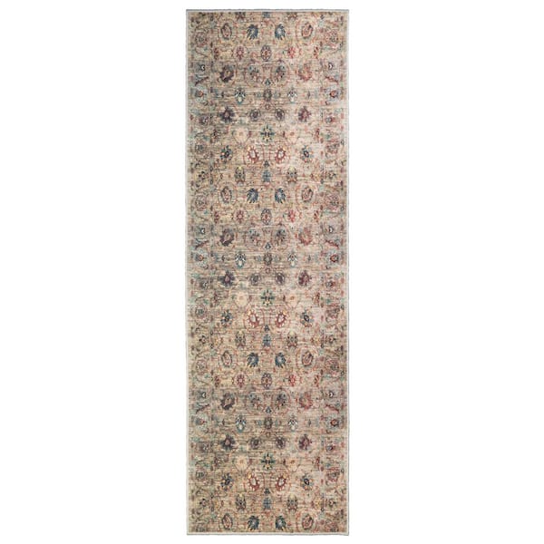 Custom Image Series Oriental Flower Vase Beige-Multicolor 26 in. W x 312 in. L Stair Runner 56.41 sq. ft.