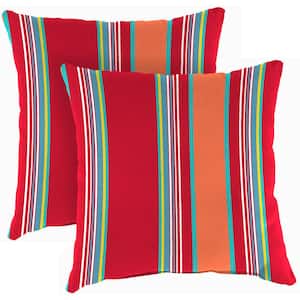 18 in. L x 18 in. W x 4 in. T Outdoor Throw Pillow in Mulberry Red (2-Pack)