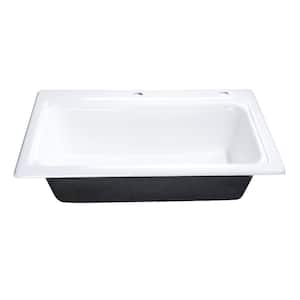 Towne 25 in. Drop-In Single Bowl Cast Iron Sink with 2-Faucet Holes