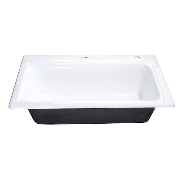 Towne 33 x 22 in. Drop-In Single Bowl Cast Iron Sink with 2-Faucet Holes