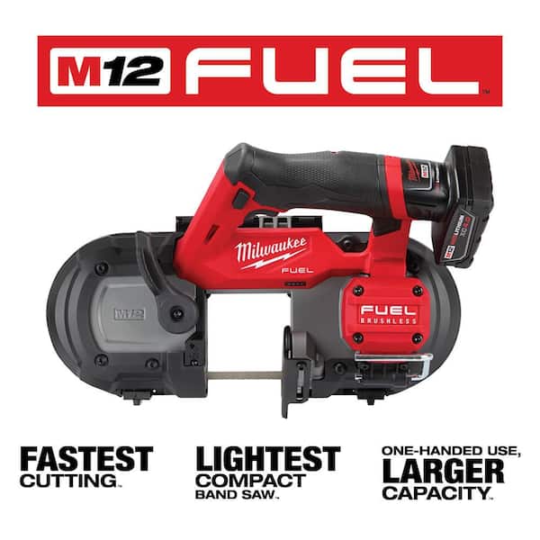 Milwaukee 2529-21XC-2457-20 M12 FUEL 12V Lithium-Ion Cordless Compact Band Saw XC Kit with 3/8 in. Ratchet - 3
