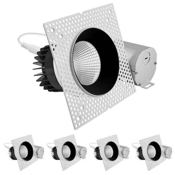 4 in. Integrated LED Trimless Recessed Light with Black Trim, 25W, 2000LM, 5CCT 38°, Dimmable CRI90 White + Black 4 Pack
