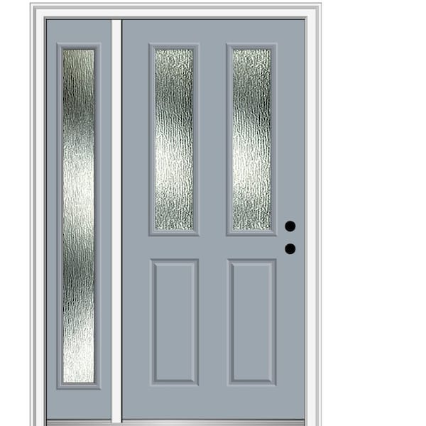 MMI Door Rain Glass 50 in. x 80 in. Left-Hand Inswing Storm Cloud Fiberglass Prehung Front Door on 6-9/16 in. Frame