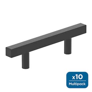 Bar Pulls Square 3 in. (76mm) Modern Matte Black Bar Cabinet Pull (10-Pack)