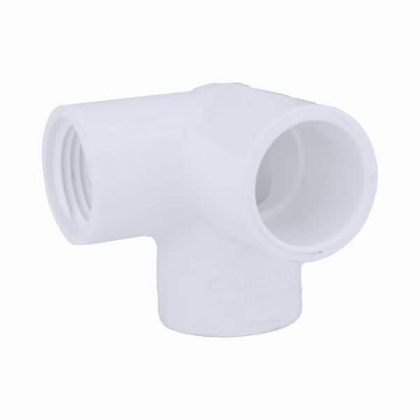 Charlotte Pipe 1 in. x 1 in. x 1/2 in. Schedule 40 PVC 90-Degree Elbow Fitting with Side Out