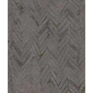 Amesemi Dark Grey Distressed Herringbone Non-Woven Paper