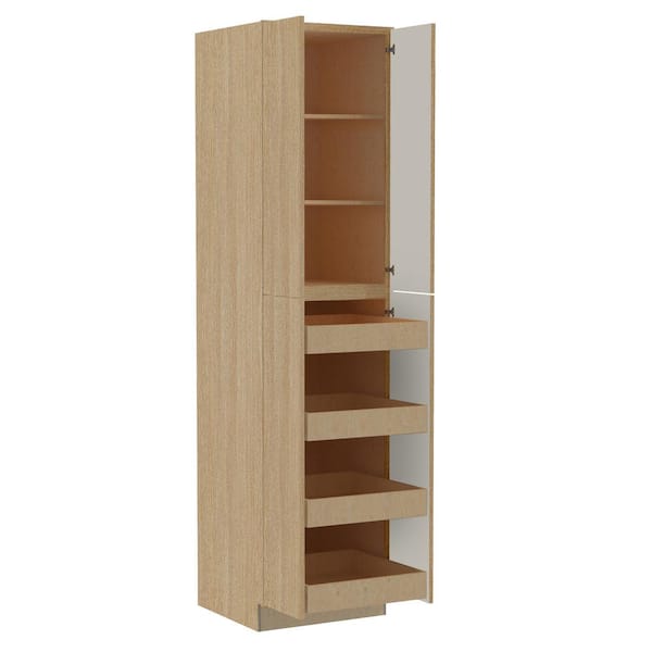 Hargrove 24 in. W x 24 in. D x 90 in. H Assembled Plywood Pantry Kitchen Cabinet in Vanguard Oak with 4ROT Soft Close