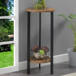 Graystone 31.5 in. H Barnwood/Black High Round Particle Board Indoor Plant Stand