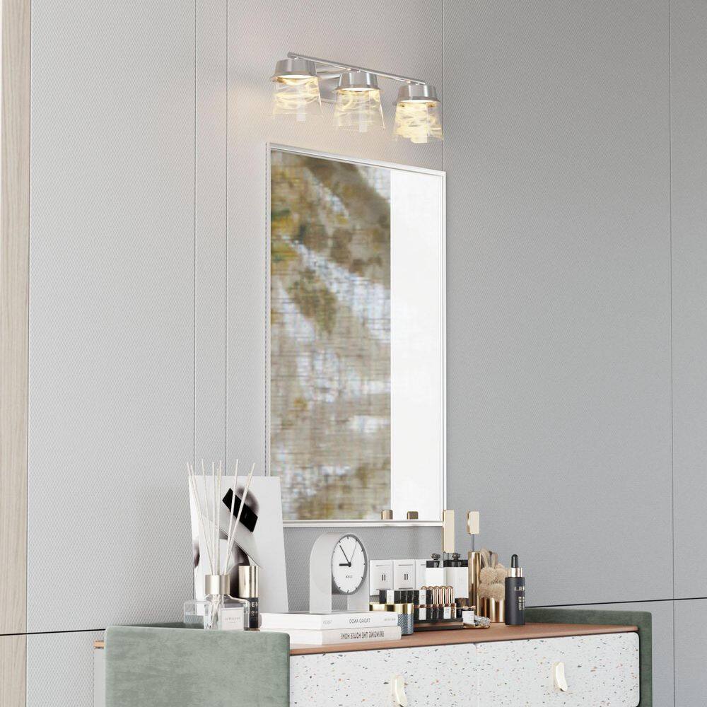 22.6 in. 3-Light Electroplating Satin Nickel Integrated LED Modern Indoor Applique Murale Vanity Lights With 3-CCT price history on PriceWatchPro