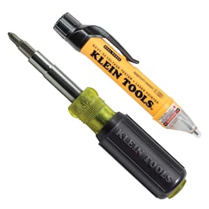 2-Piece Non-Contact Voltage Tester with Laser Pointer and Multi-Bit Screwdriver Tool Set