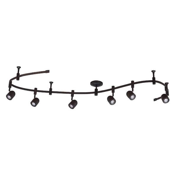 Cresswell Flex Track 8 ft. Bronze Integrated LED Ceiling Mounted Hard Wired Track Lighting Kit with Round Back Head