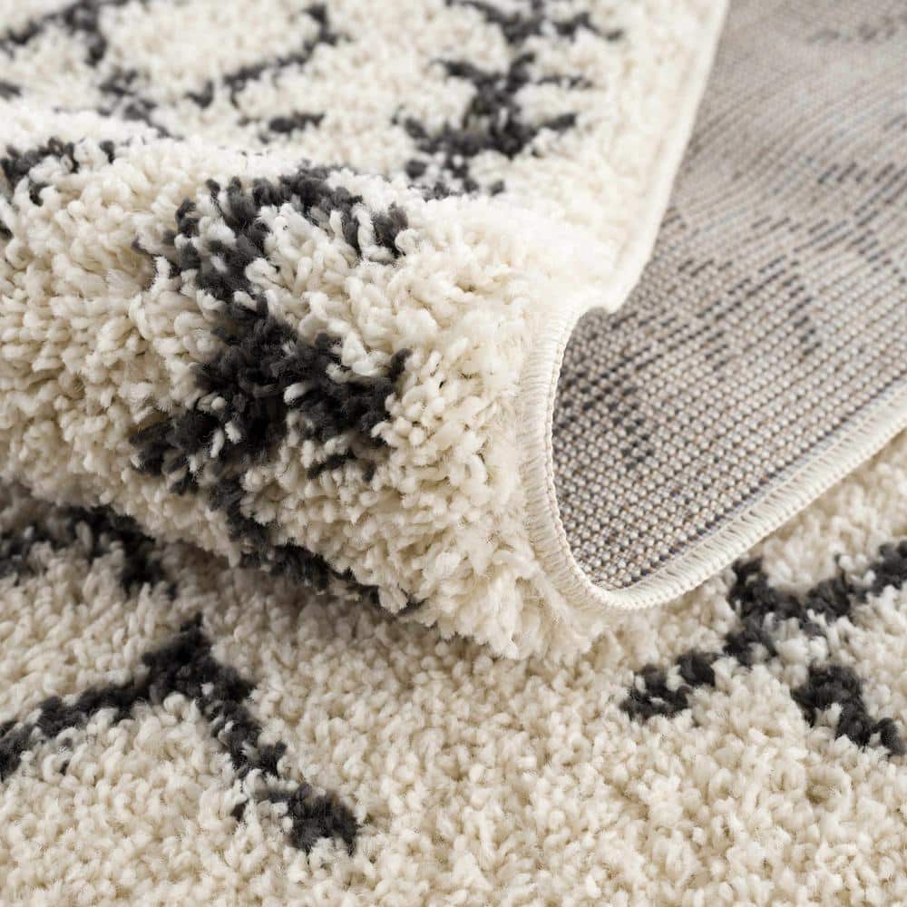 Godalming Charcoal and Peach Bohemian Shag Area Rug 7'10" x 10'