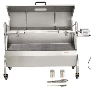 Stainless Steel Rotisserie Grill with Hooded Cover BBQ Whole Pig Lamb Goat Charcoal Spit Grill