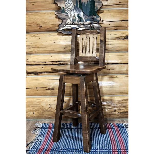 Homestead Collection 30 in. Early American Bar Stool with Swivel Seat and Back