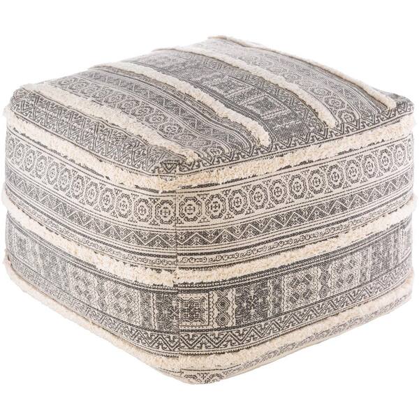 Artistic Weavers Cerberus Oriental Charcoal Cotton Rectangle Accent Pouf