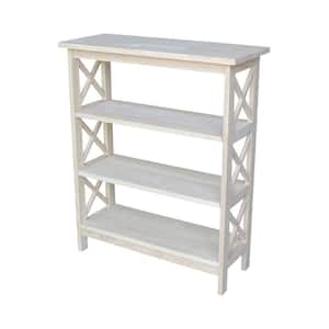 36 in. Oak Wood 3-shelf Etagere Bookcase with Adjustable Shelves