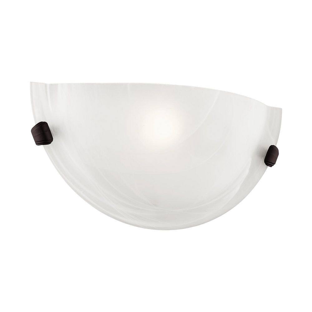 Bronze Direct Wired Electric Sconce with White Alabaster Glass