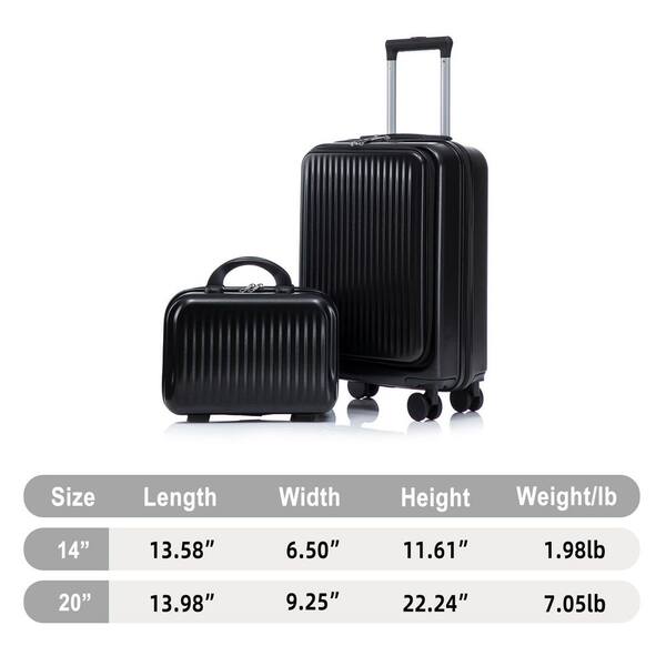 Boyel Living 2-Piece Black ABS Hardside Spinner Luggage Set with