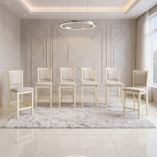 New Classic Furniture Amy Bisque Polyester Fabric Counter Chair (Set of 6)