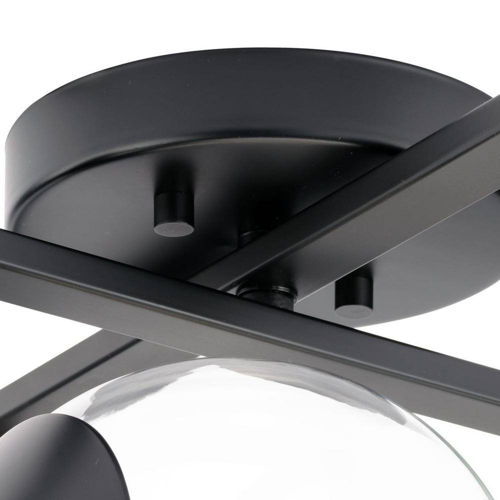 Matte Black Nickel Globe 12" Modern Semi-Flush Mount Light