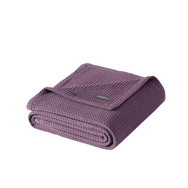 EB Solid Waffle Purple 100% Cotton King Blanket
