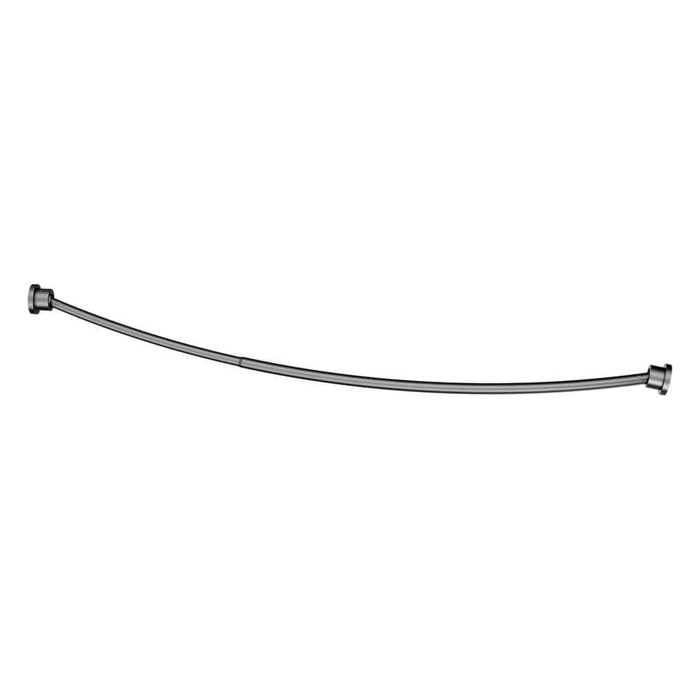 Modern Minimalist Matte Black Adjustable Curved Shower Curtain Rod